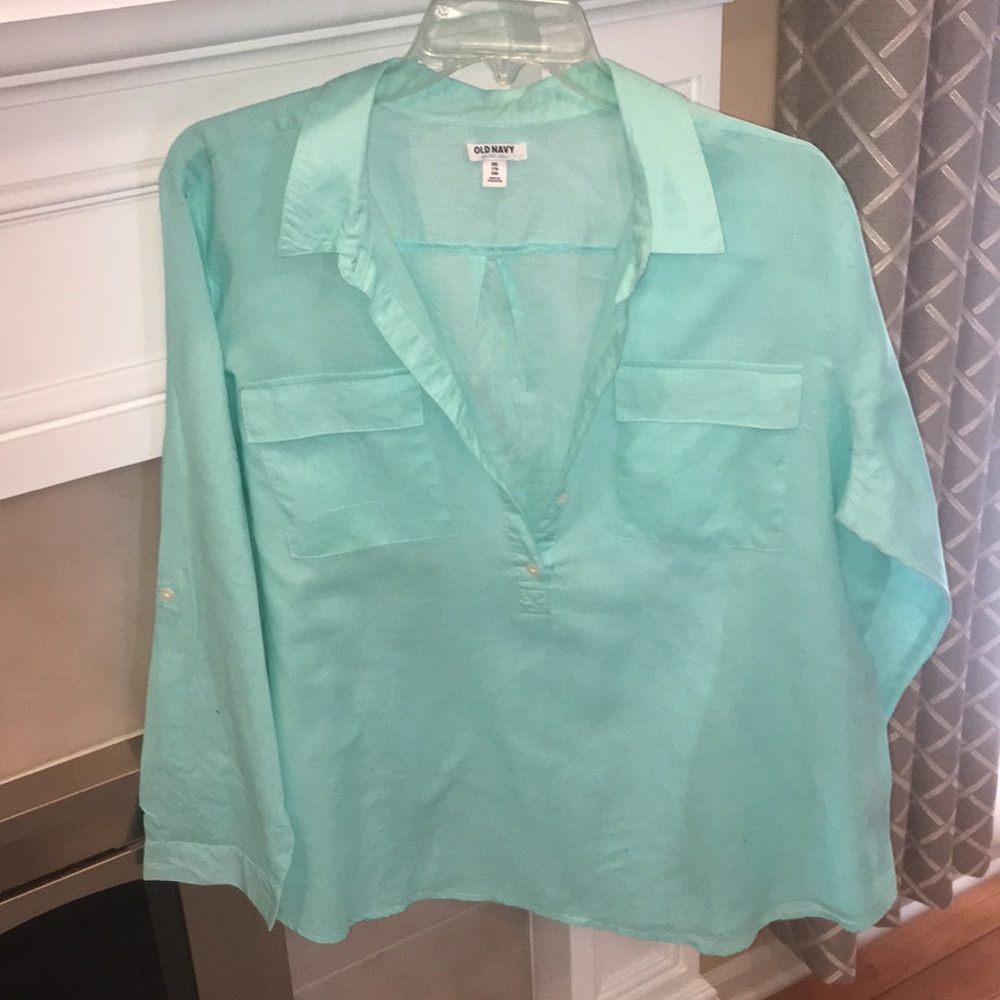 Linen top, 1/4 button down